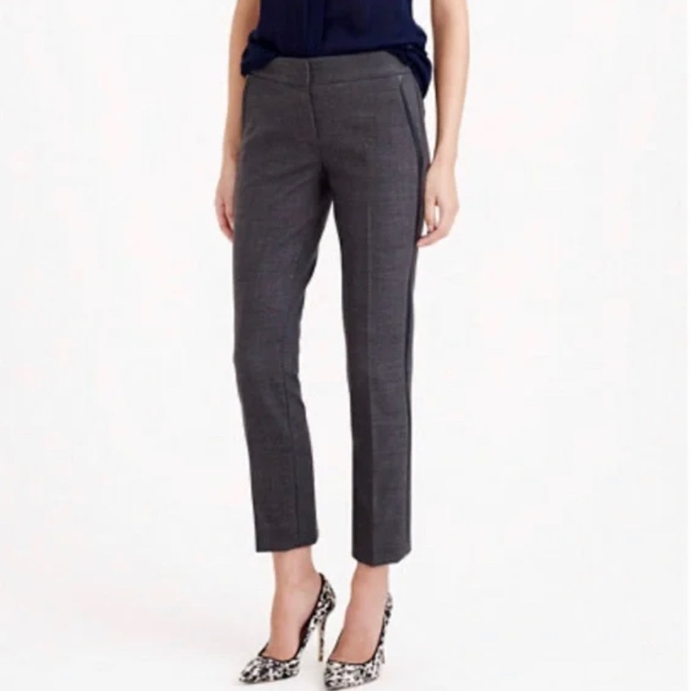 J. Crew Campbell Tuxedo Dress Pants with Faux Leather Side Stripe